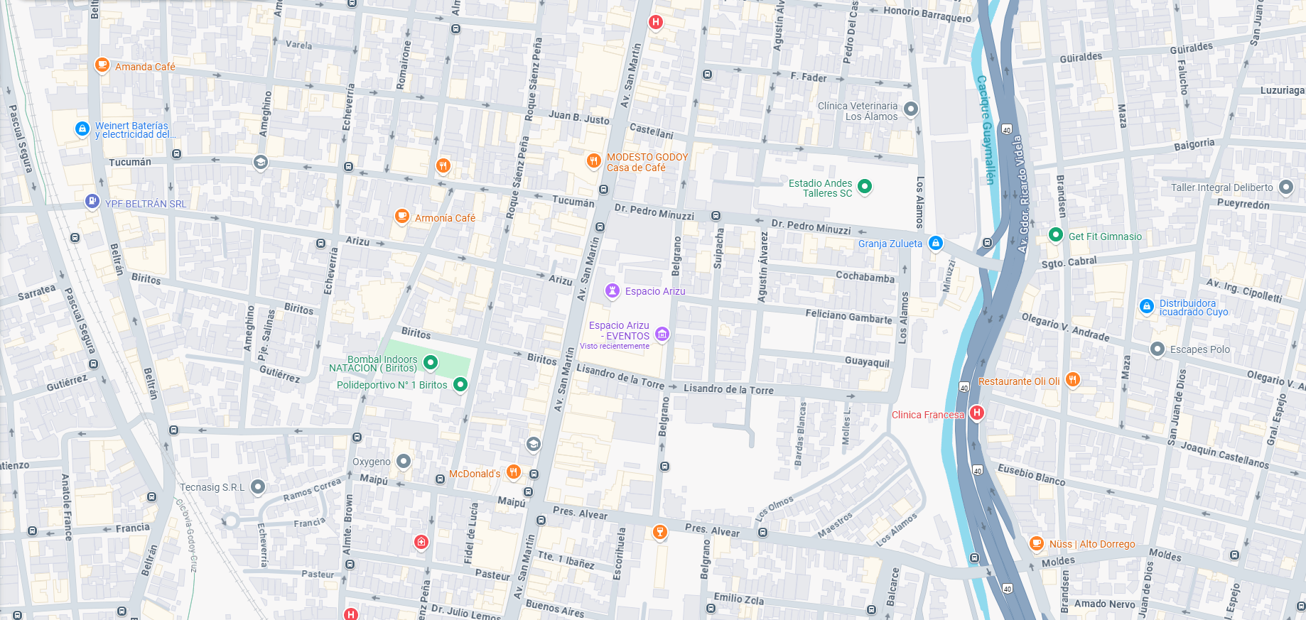 Mapa de ubicación del evento SICONM 2025 en Espacio Arizu, Godoy Cruz, Mendoza